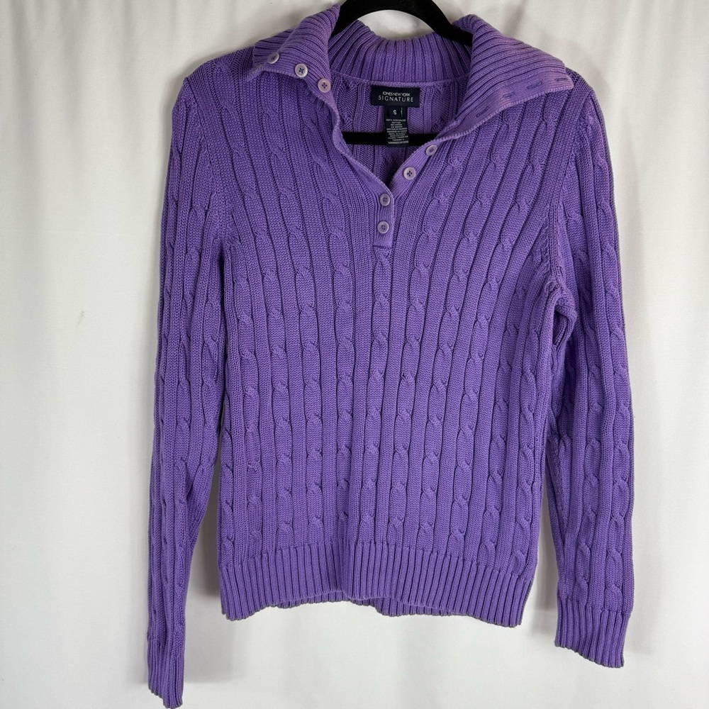 Jones New York Purple Cable Knit Women's
Sweater Size: S